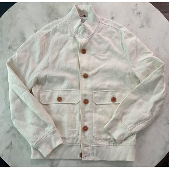 $4000 Brunello Cucinelli Ivory Bomber Jacket Linen Blend IT50 US M/L - Picture 12 of 16